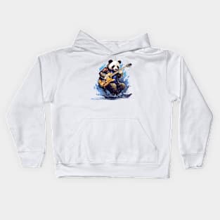 panda play guitar Kids Hoodie